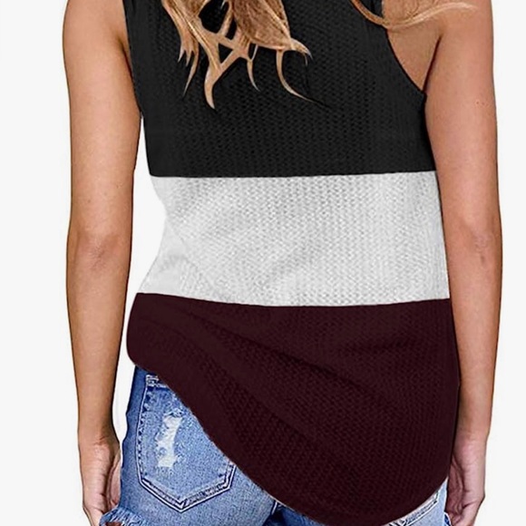 AUSELILY Womens Sleeveless Cute Twist Knot Waffle Knit Casual Tank Top Small - Picture 2 of 6